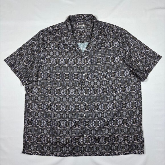 Rhone Camp Collar Floral Short Sleeve Pocket Button Shirt 101705 Mens XXL - Picture 1 of 8